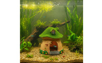 Fungi House Hideaway Freshwater-Safe Fungi House Ornament Aquarium Shelter with Moss Roof Non Textured for Shrimp