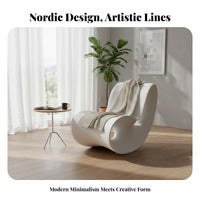 Nordic Design Sled Base Rocking Chair designer-inspired Single Armchair Minimalist Aesthetic Indoor Furniture Padded Armrests for Adults, Homeowners, Book Lovers, Living Room, Lounge, Bedroom, perusing corner