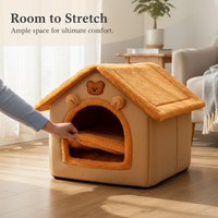 Pet House Bed for Cats and Small Dogs, Winter Warm Removable Washable Enclosed Pet Cave