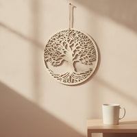 Tree of Life Wall Hanging Plaque Round Tree of Life Wall Hanging Wooden Plaque with Rope Lightweight Minimalist for Living Room