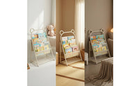 Front-Facing Floor-Standing Kids Book Shelf 4-Tier Children's Book Rack Freestanding Kids' Bookshelf Removable for Playroom