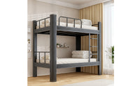 Metal Bunk Bed with Mattress Space-Saving Metal Bunk Bed with Ladder Black for Students, Roommates, Dormitory, Hostel, Shared Bedroom