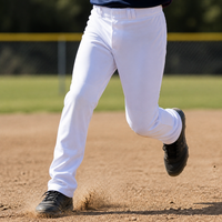 Youth Baseball Softball Pants Straight Leg Full Length White Gray