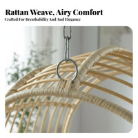 Circular Frame Egg-Shaped Basket Seat Woven Design Round Basket Lounger Bohemian Design Swing Chair Comfortable Cushion Included for Relaxation Seekers, Homeowners, Balcony, Bedroom, Living Room, Sunroom