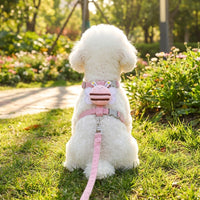 1.2m Bee Harness and Leash Set - Pink Feline Harness, Cat Leash, Soft Cloth H-Shaped Harness for Small Cats, Cute Cartoon Pets Walking Set