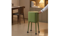 High-Legged Double-Bin Trash Can Glossy Finish Two-Section Trash Can Rounded Corners Double Garbage Bin Rectangular