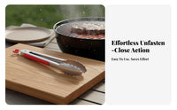 Stainless Steel Kitchen Tongs High Temperature Resistant Barbecue Grilling Tongs Kitchenware Anti-Scald Handle Dishwasher Safe