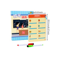 Reusable Writing Practice Card Book Lined Pages Wipe-Clean Practice Cards Picture Prompts Tracing Card Book Loop Bound for Children, Home Learning, Classroom