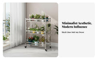 Floor-Standing Multi-Level Pot Stand Indoor & Outdoor Use Rolling Flower Pot Display With casters Tiered Rack Weather-Resistant for Gardeners, Apartment Dwellers, Homeowners, Balcony, Living Room, Patio, Corner Space