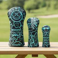 3 Pieces Golf Club Head Covers Vintage-Retro-Themed PU Cover Snug Fit Headcover for Golfers