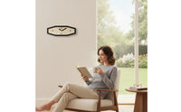 Hexagonal Wall Clock Elegant Clock with Woodgrain Dial Large Slim Profile for Living Room, Home Office