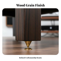 Heavy Duty Construction Solid Wood Amplifier Stand Space Saving Design Audio Equipment Cabinet Easy Assembly Wooden Audio Component Stand Vibration Damping Feet for Audiophiles, Home Theater, Listening Room
