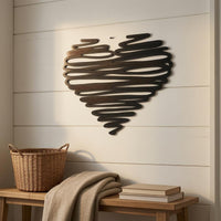 Steel Heart-Shaped-Wall Decoration Continuous Line Scribble Heart-Shaped-Wall Art Minimalist