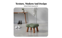 Solid Wood Frame Stackable Upholstered Pouf Multi-Purpose Low Stool Strong Load-Bearing Footrest Wear-Resistant for Children, Adults, Families, Living Room, Entryway, Bedroom, Home Removeice