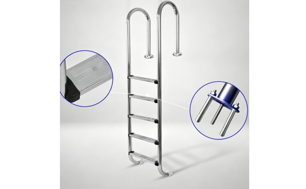 Stainless Steel Pool Ladder in-Ground 5-Step Pool Ladder Heavy Duty for Hotel Managers, in-Ground Pools
