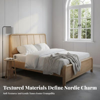 Nordic Design Bed Sturdy and Resilient Solid Wood Foundation Bed High Load Capacity Bedroom Furniture for Couples, Homeowners, Apartment, Guest Room
