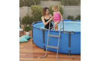Above Ground Pool Ladder Gray Pool Ladder with Steel Frame Stable for Backyard