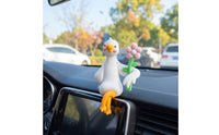Cute Duck Figurine with Flower Adorable Dashboard Duck Mini Car Decor Miniature for Drivers