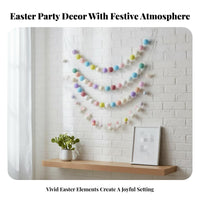 Pastel Colors Easter Pom-Pom Banner Lightweight Colorful Ball String Long-Lasting Felt Ball Banner Reusable for Children, Toddlers, Nursery, Classroom