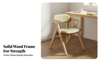 Foldable Design Wooden Folding Armchair With Armrests Solid Wood Office Chair Removable and Washable Cover Upholstered Leisure Chair Ergonomic Backrest for Students, Homeowners, Interior Decorators, Study Room, Bedroom, Reading Nook, Balcony