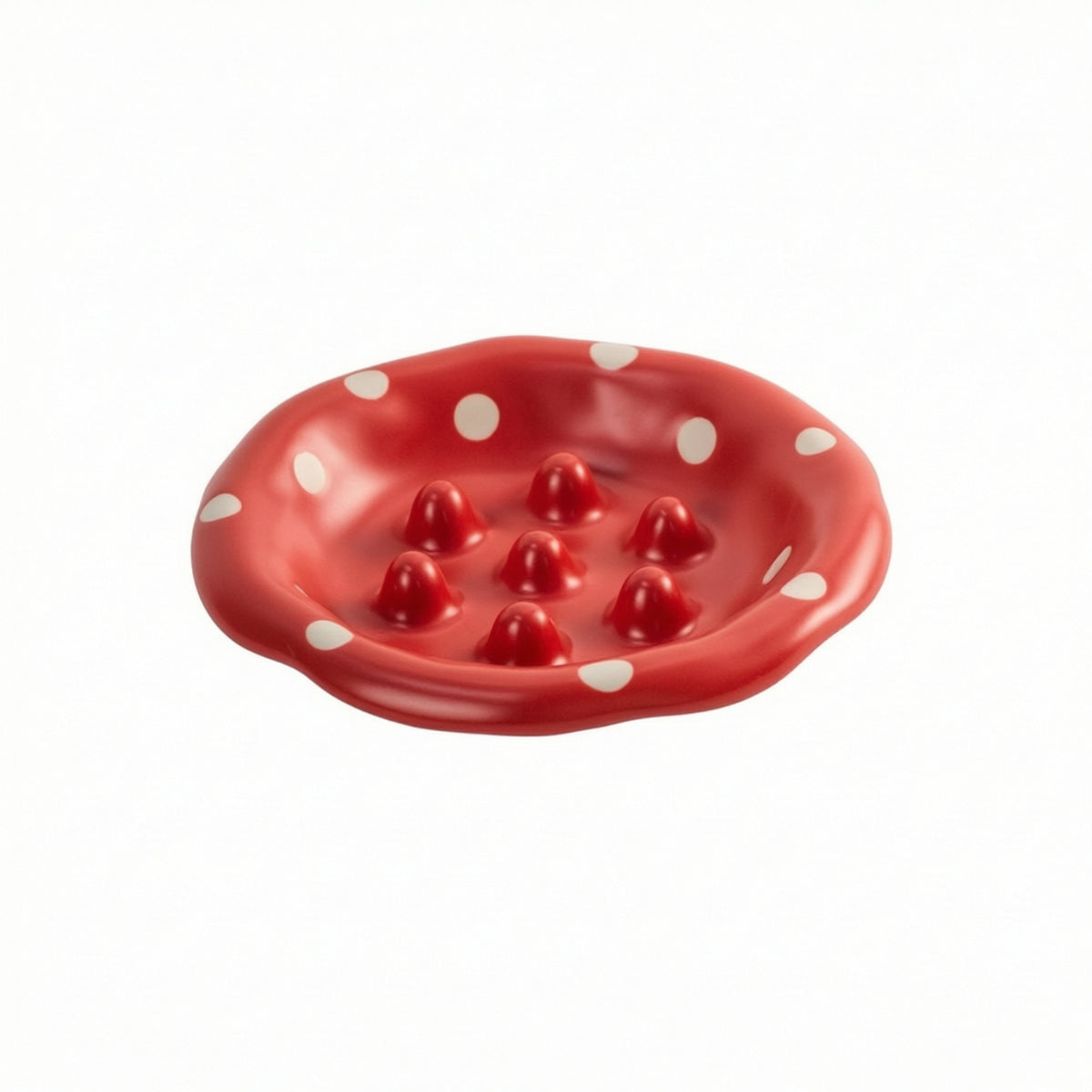 Cute Fungus Pet Bowl Adorable Ceramic Pet Bowl Glossy Feeding Dish Easy to Clean for Cats, Indoor