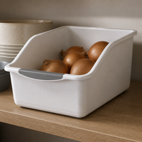Slanted Opening Storage Basket with Wheels for Kitchen Cabinet Organization