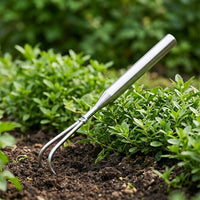 Stainless Steel Hand Rake, Rust-Free Garden Tool for Plants & Flower Beds, Stable Integrated Hand Rake for Soil Cultivation, Polished Silver