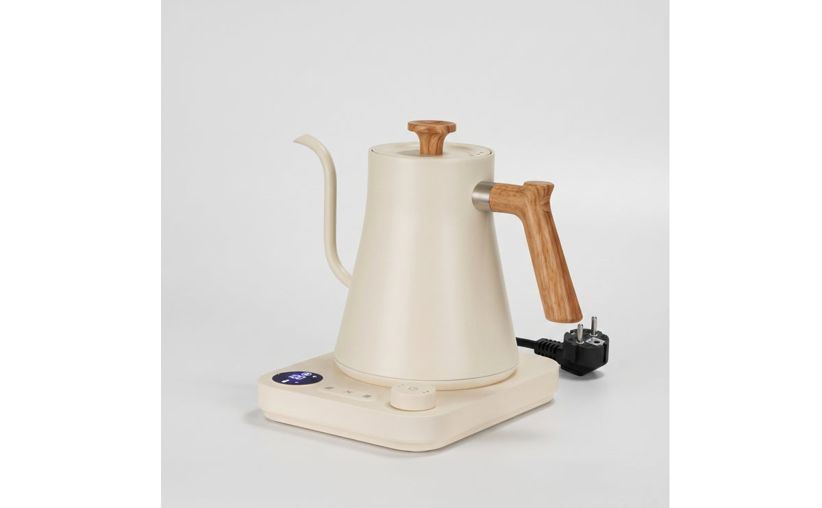 Exact Temperature Control Electric Gooseneck Kettle Wood-Grain Gooseneck Kettle with Spout Modern Appliance Fast Heating for Coffee Lovers, Tea Drinkers, Kitchen, Office