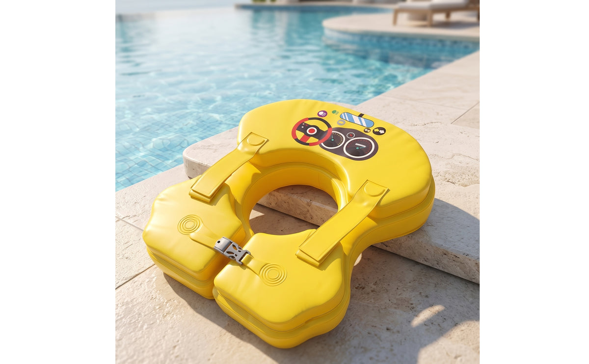 Underarm Car-Shaped Pool Buoy Padded Swim Buoy with Back Strap Thick Toy Inflatable for Toddlers