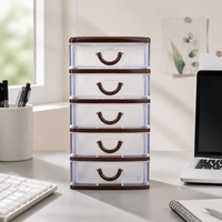 Mini drawer organizer, transparent storage box with lid, 5L capacity, for desk & office