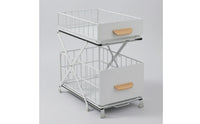 Pull-out Storage Rack Carbon Steel 2 Tier Drawer Organizer Adjustable Under Sink Basket for Cabinet Space