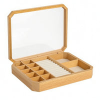 Wooden Jewelry Box with Compartments Divided Wooden Jewelry Box Desktop for Dresser