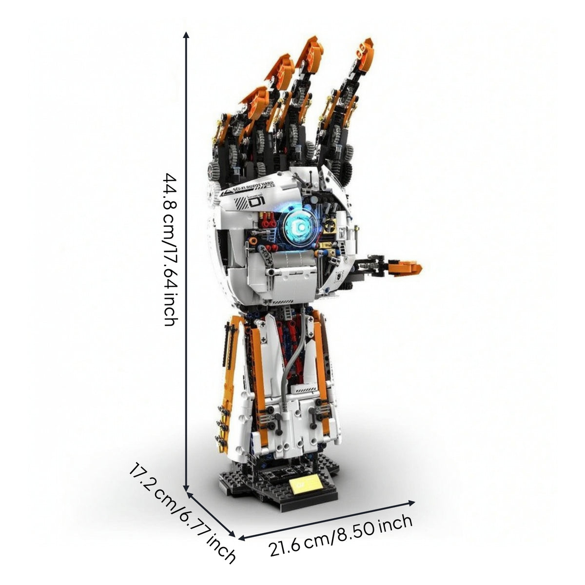 Robotic Hand Building Blocks Kit Articulated Robotic Hand Building Set Wireless-Operated Controlled Illuminated for Teens, Desk