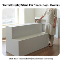 Multi-Tier Display Shelf Versatile Step Display Rack Organized Presentation Three-Level Product Rack for Retailers, Boutique, Temporary Shops