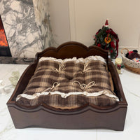 Solid Wood Dog Bed Rustic Design Moisture-Proof Pet Bed Space-Saving for Indoor