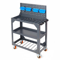 High Load Capacity 3-Tier Tool Cart Thickened Steel Plate 3 Tier Rolling Tool Cart Rugged & Long-Lasting Construction Heavy Duty Rolling Trolley Lockable Wheels for Technicians, Warehouse Workers, DIY Enthusiasts, Factory, Auto Repair Shop, Job Site