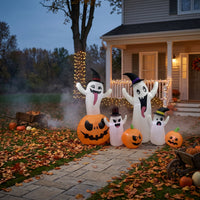 Lighted Inflatable Ghost with Pumpkins Outdoor Inflatable Jack-O'-Lantern Spooky Inflate Yard Decor Giant for Lawn