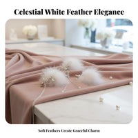 2 Pieces White Feather Hair Clip Korean Design Bridal Feather Hair Jewelry Delicate Design Decorative Barrette for Brides, Wedding, Evening Party