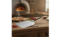 Rust Resistant Perforated Pizza Peel Lightweight and Sturdy Stainless Steel Pizza Paddle Hard-Wearing for Professionals, Bakery