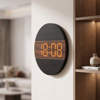 Clock with Wood-Grain Panel Modern Digital Wall Clock   for Office