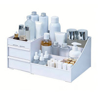 Large Capacity Compartmentalized Cosmetic Box with Drawers Drawer Design Vanity holder Multi-Compartment Makeup Holder Space-Saving for Students, cosmetic lovers, Gift Givers, Dressing Table, Dorm Room, bureau Top, Bathroom Countertop