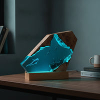 Ocean-Themed Resin Night Light Tabletop Epoxy Resin Night Light Sculptural Creative for Nightstand