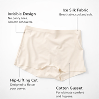 Women's Ice Silk Breathable Boyshort Underwear, Anti-Chafing Active Wear for Summer with Gusset, Mid-Rise Thin Knickers