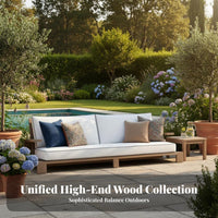 Woven Rope and Wood Furniture Set Waterresistant Woven rear Wooden Seating Set sun-resistant Outdoor Furnishing for Homeowners, Families, Patio, Balcony, Deck