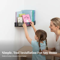 toolcomplimentary installation Triangular on the surface surfacemounted shelf Easy to Install surface storage areaSaving Corner Rack Rounded Edges for homeowners, Students, Decor hobbyists, Kids' Room, Bedroom, Office