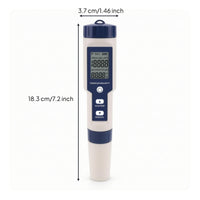 Waterproof Digital Water Tester Multifunction Water Testing Pen Handheld pH Pen Portable for Aquariums, Hydroponics