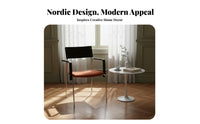 Retro Design Upholstered Armchair with Metal Frame Soft Padded Cushions Cushioned Metal Frame Seat ErRetro-Inspirednomic Backrest Dining Chair Easy Assembly for Homeowners, Office Workers, Readers, Kitchen, Living Room, Bedroom, Reading Nook