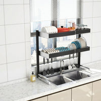 Dish Rack and Dish Drainer with Utensil Holder, 2-Tier Over Sink Kitchen Sink Organiser