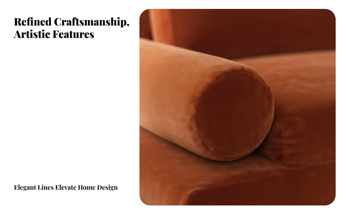 Straight-Line plush fabric Couch Minimalist Design Sofa Modern look Living Room Seating for Homeowners, Book Lovers, perusing corner, Reception Area, Bedroom