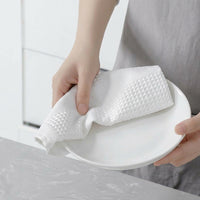 Highly Absorbent Dish Cloths and Microfiber Kitchen Towel, White Checkerboard Weave Cleaning Cloths, No Residue for Drying Dishes, 37cm X 43cm
